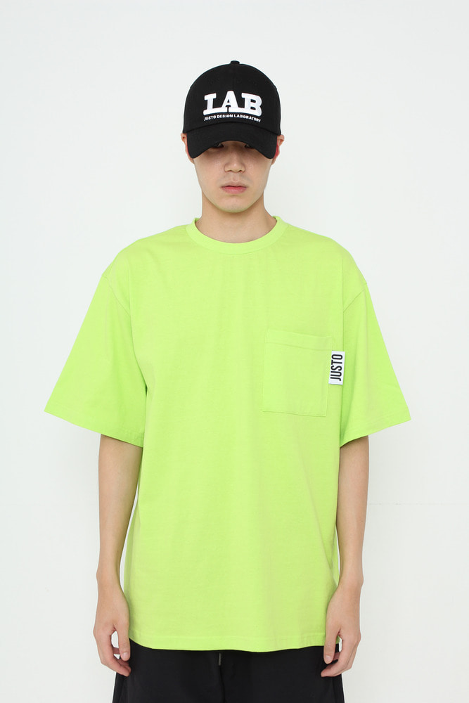 JUSTO POCKET OVER T-SHIRTS[LIME]