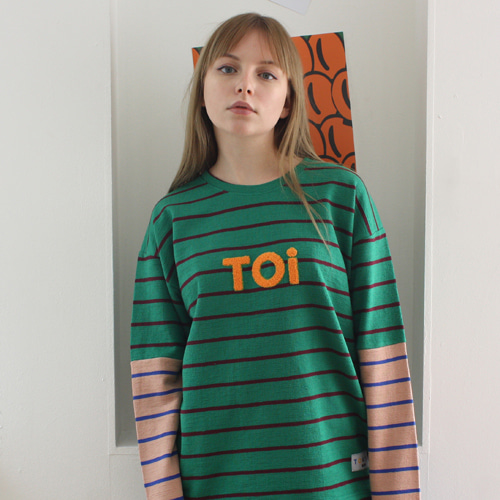 [TOi] TOKYO 그린 S/T 티셔츠 배색 베이지