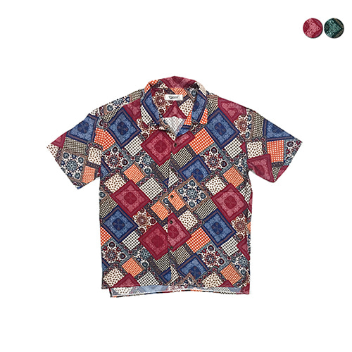 [GINGHAMBUS] 깅엄버스 Bandana Patchwork Open shirt (2color)(unisex)