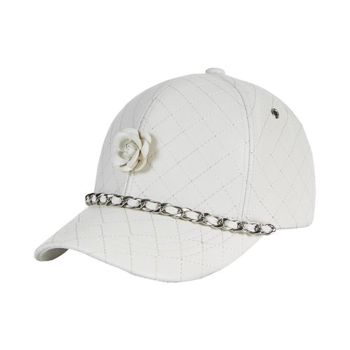 [VARZAR]바잘 Camellia chain leather ballcap white
