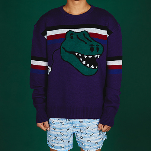 [MINU]마이누[WOOL 100%]Dino Toy sweater[Purple]